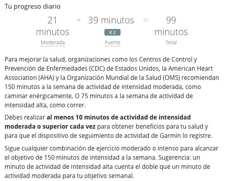 Garmin Vivosmart HR - Minutes of activity