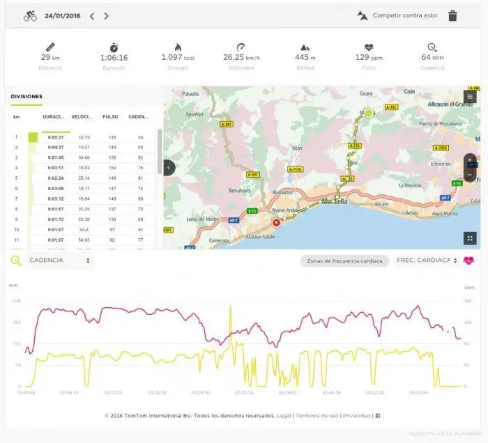 TomTom Runner 2 - Cycling activity