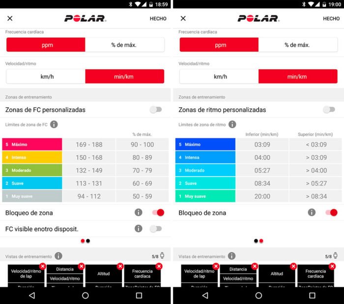Polar M430 - Zonas FC y ritmo
