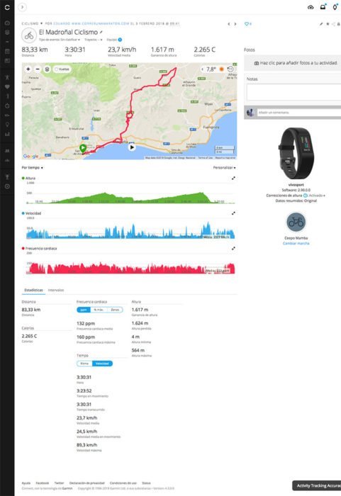 Garmin Vivosport - Actividad