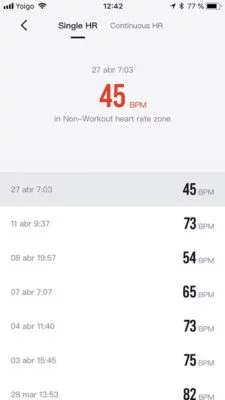 Amazfit stratos - Heart rate on application