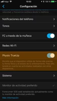 Garmin Physio TrueUp - Garmin Connect App