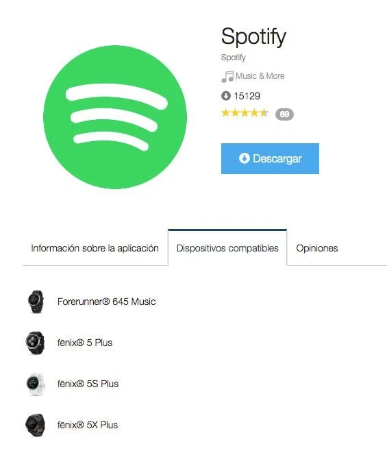 Garmin Spotify para FR 645 Music