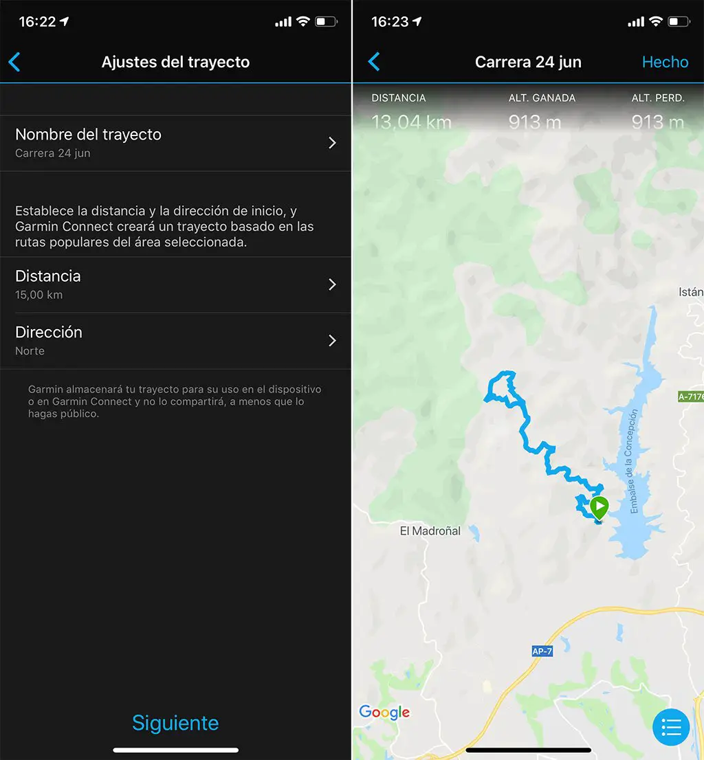 Garmin Forerunner 245 - Creación de rutas desde la app Connect