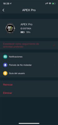 COROS APEX Pro - Aplicación móvil