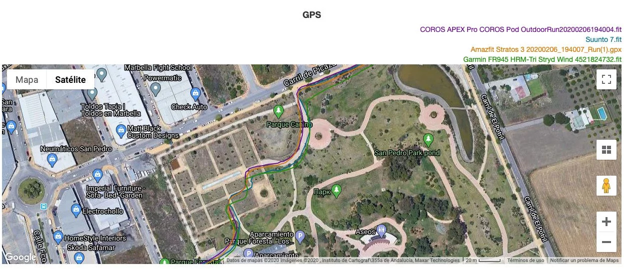 Comparison GPS Suunto 7 Amazfit Stratos 3