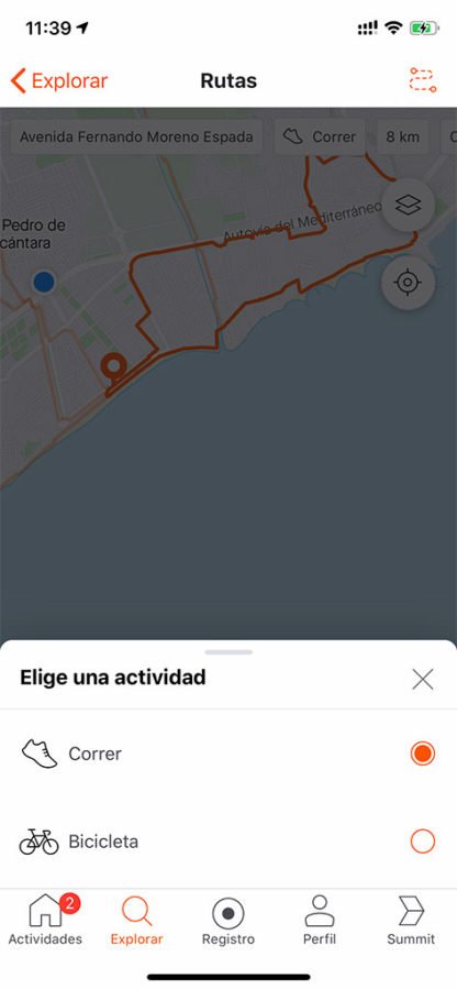 Creating Strava routes - Type of sport