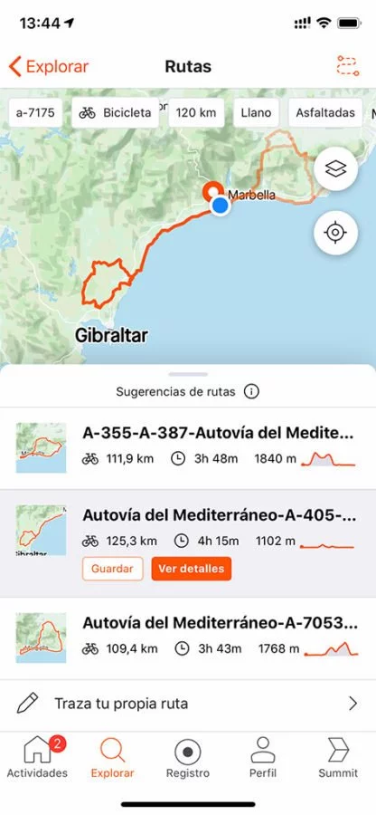 Strava - Calculated bike route