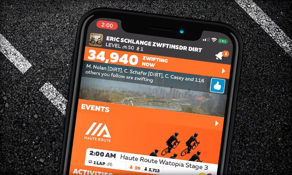 Record number of users on Zwift