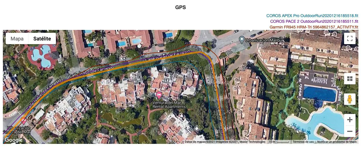 COROS PACE 2 - Comparativa GPS