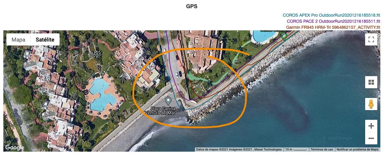 COROS PACE 2 - GPS Comparison