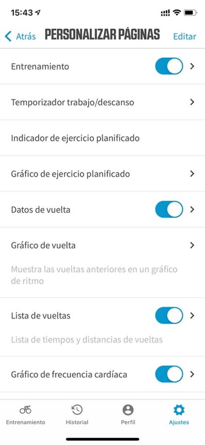 Wahoo ELEMNT RIVAL - Configuración de pantallas