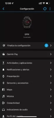 Garmin Epix - Configuración móvil
