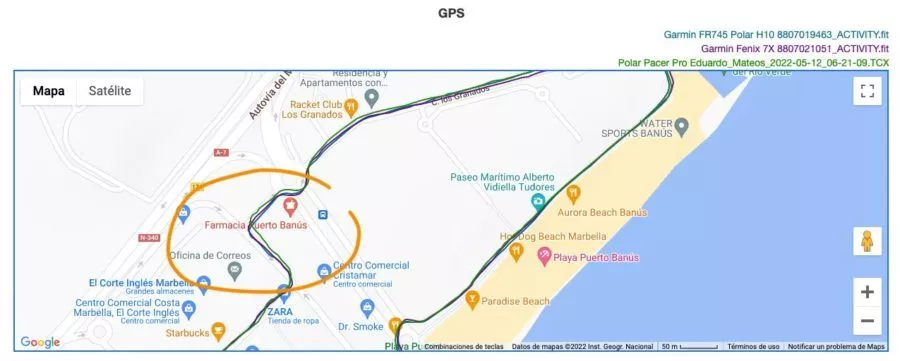Polar Pacer Pro - Garmin Fenix 7X - Comparativa GPS