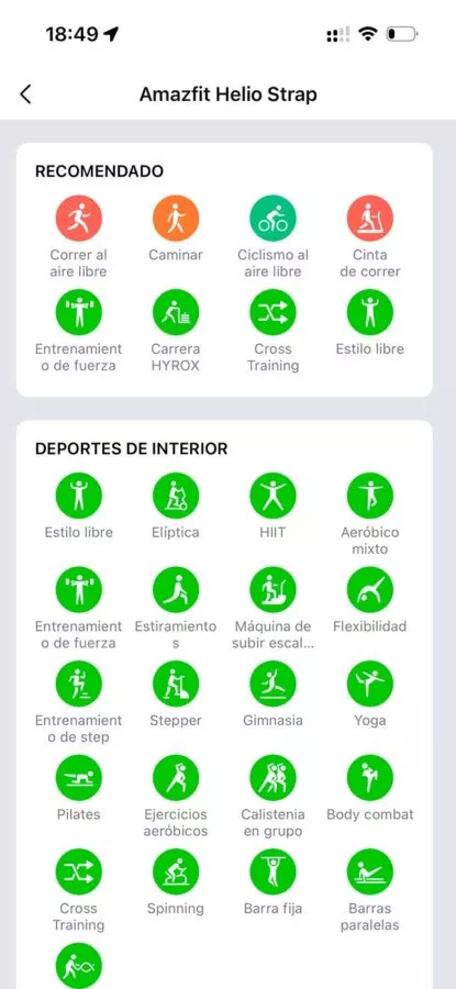 Amazfit Helio Strap - Entrenamiento