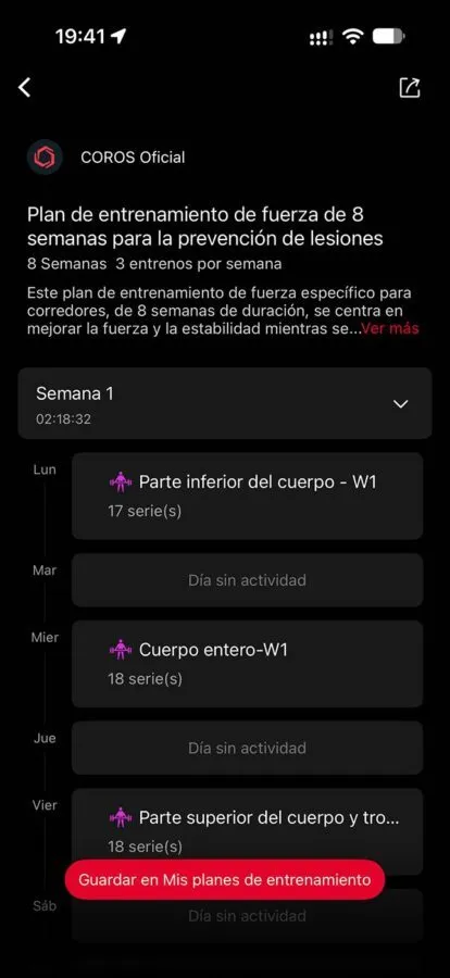 COROS PACE 4 Pro: review, opinión y diferencias con PACE 4 17 COROS PACE 4 Pro planes de entrenamiento